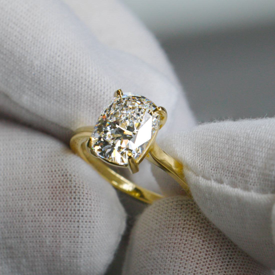 Handmade Cushion Cut Engagement Ring